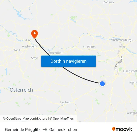 Gemeinde Prigglitz to Gallneukirchen map
