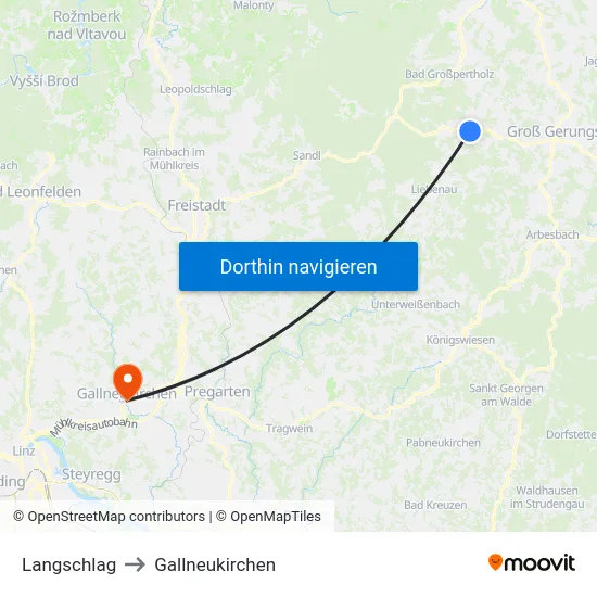 Langschlag to Gallneukirchen map