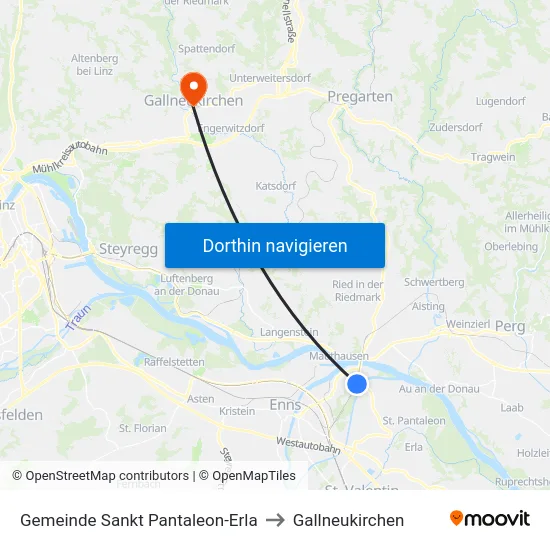 Gemeinde Sankt Pantaleon-Erla to Gallneukirchen map