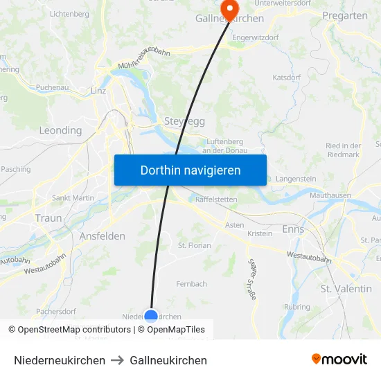 Niederneukirchen to Gallneukirchen map