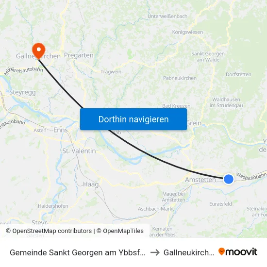 Gemeinde Sankt Georgen am Ybbsfelde to Gallneukirchen map