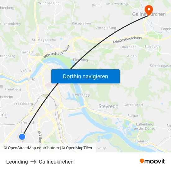Leonding to Gallneukirchen map
