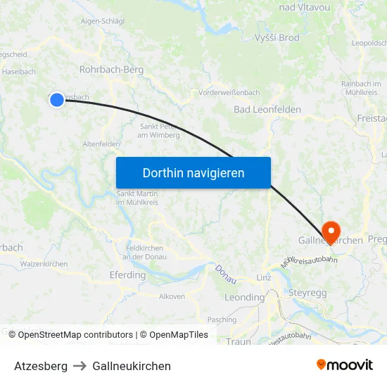 Atzesberg to Gallneukirchen map