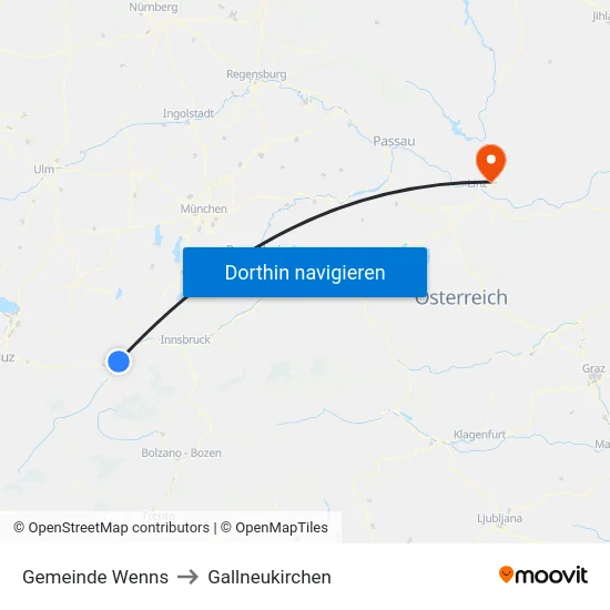 Gemeinde Wenns to Gallneukirchen map