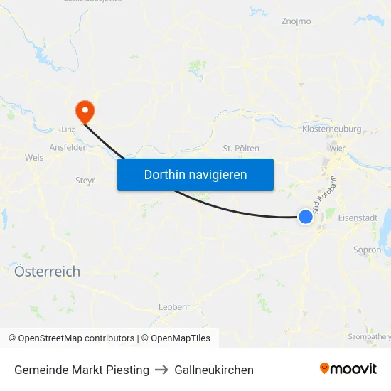 Gemeinde Markt Piesting to Gallneukirchen map