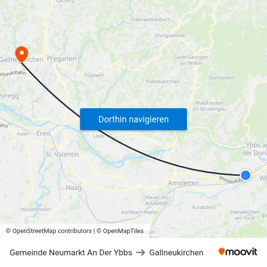 Gemeinde Neumarkt An Der Ybbs to Gallneukirchen map