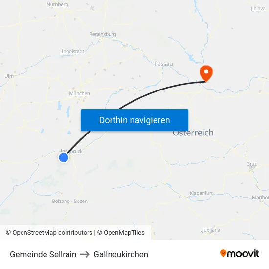 Gemeinde Sellrain to Gallneukirchen map
