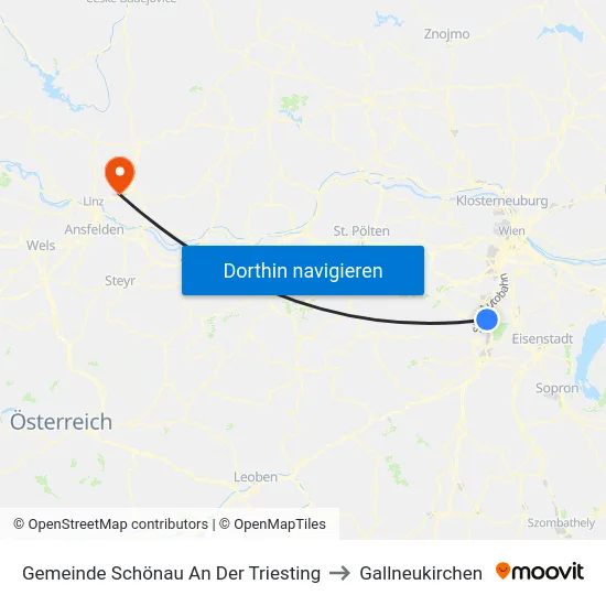 Gemeinde Schönau An Der Triesting to Gallneukirchen map