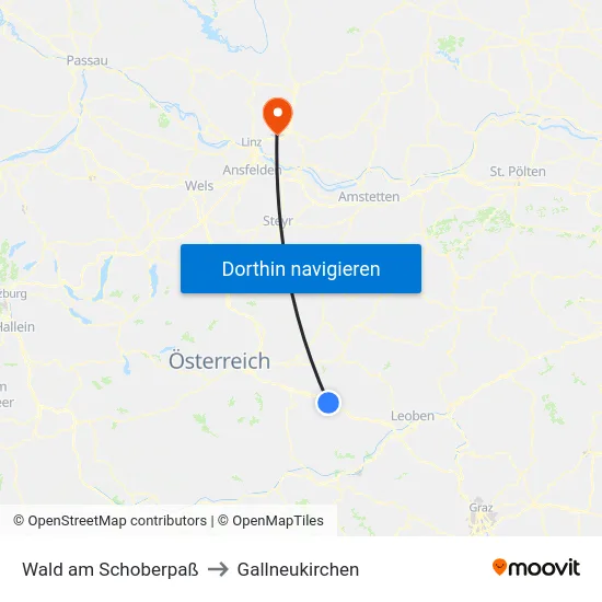 Wald am Schoberpaß to Gallneukirchen map