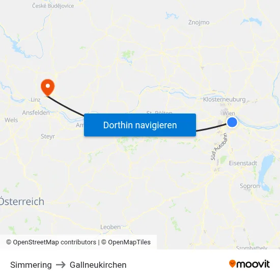Simmering to Gallneukirchen map