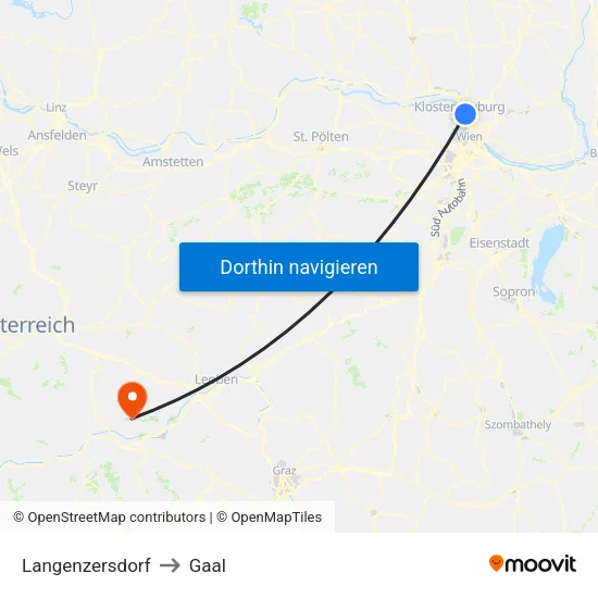 Langenzersdorf to Gaal map
