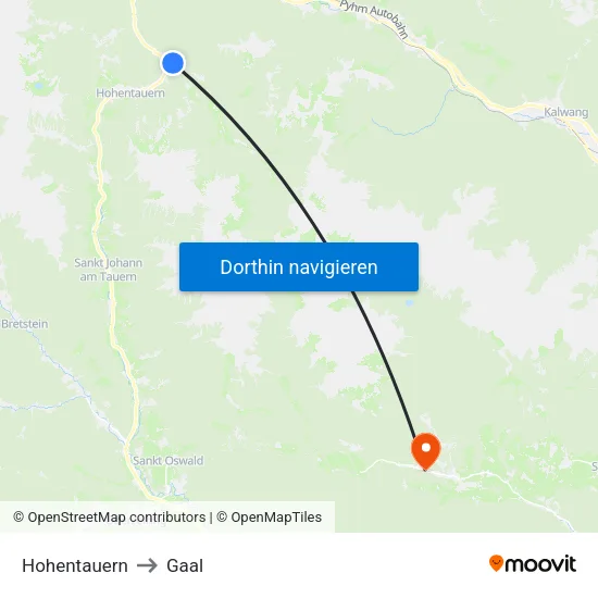 Hohentauern to Gaal map