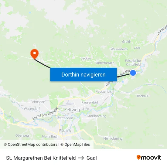 St. Margarethen Bei Knittelfeld to Gaal map