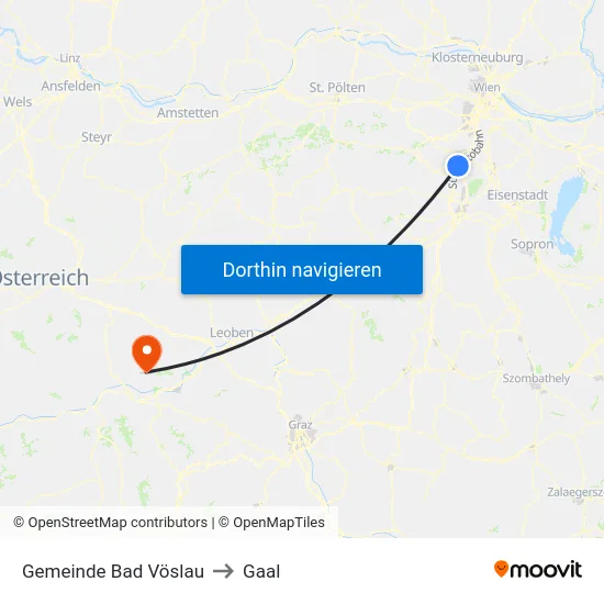 Gemeinde Bad Vöslau to Gaal map