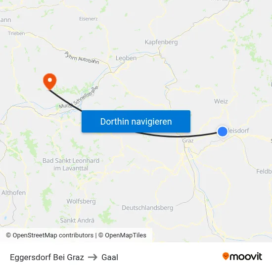 Eggersdorf Bei Graz to Gaal map
