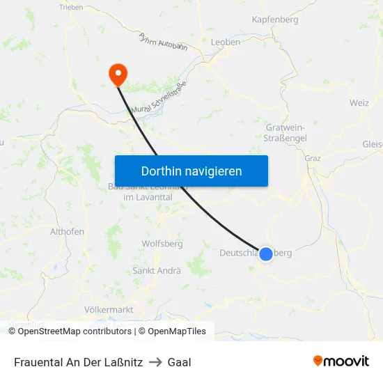 Frauental An Der Laßnitz to Gaal map