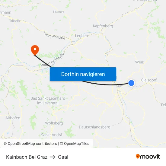 Kainbach Bei Graz to Gaal map