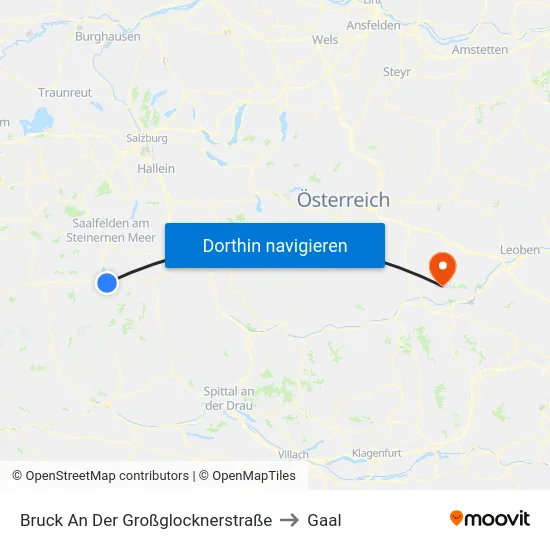 Bruck An Der Großglocknerstraße to Gaal map