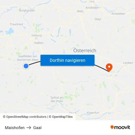 Maishofen to Gaal map