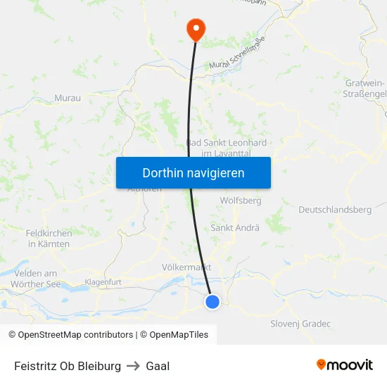 Feistritz Ob Bleiburg to Gaal map