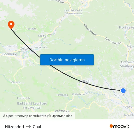Hitzendorf to Gaal map