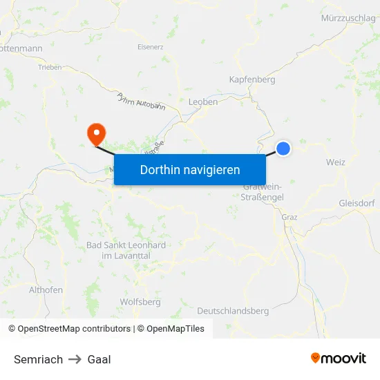 Semriach to Gaal map