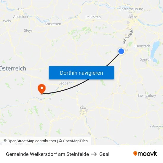 Gemeinde Weikersdorf am Steinfelde to Gaal map