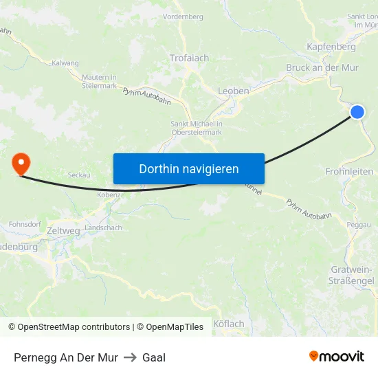 Pernegg An Der Mur to Gaal map