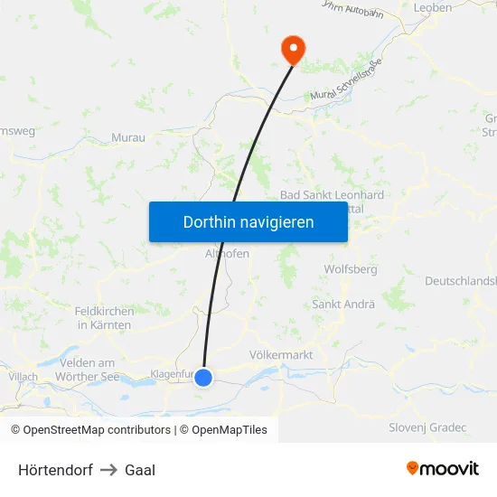 Hörtendorf to Gaal map
