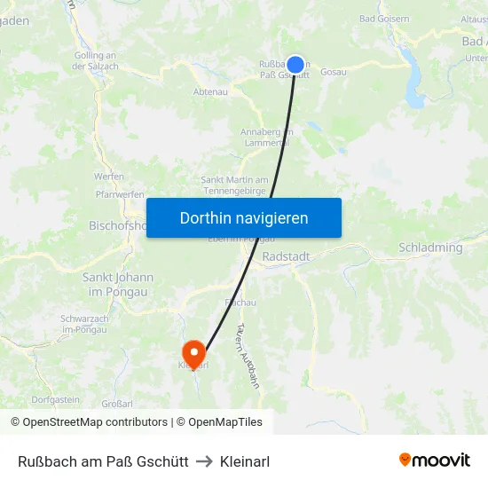 Rußbach am Paß Gschütt to Kleinarl map