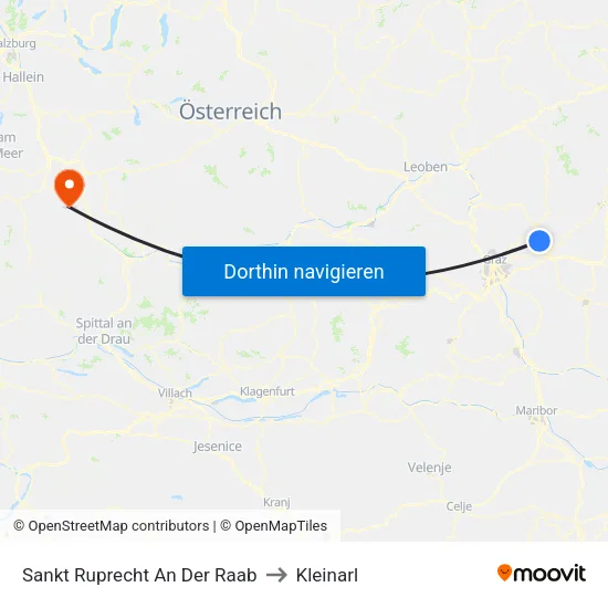 Sankt Ruprecht An Der Raab to Kleinarl map