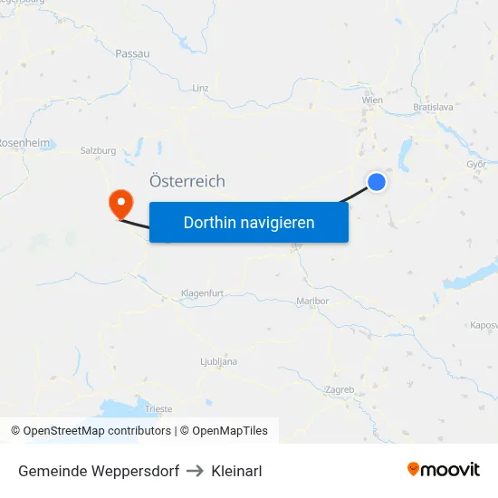 Gemeinde Weppersdorf to Kleinarl map