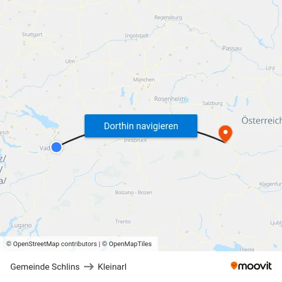 Gemeinde Schlins to Kleinarl map