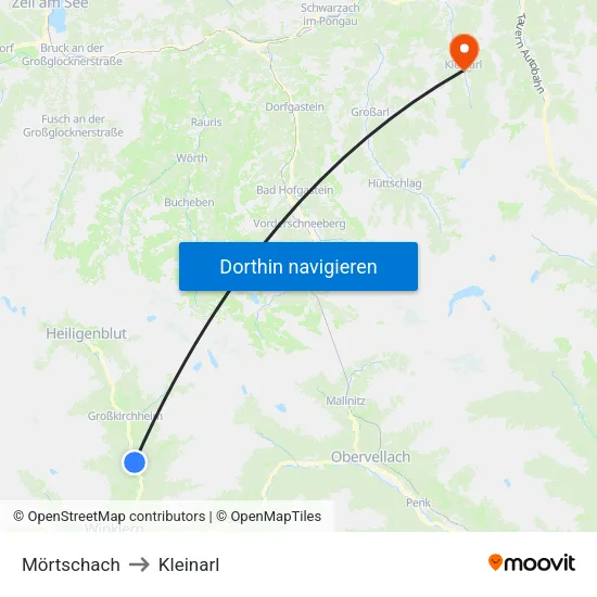 Mörtschach to Kleinarl map