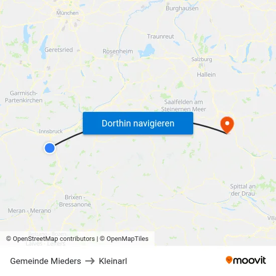 Gemeinde Mieders to Kleinarl map