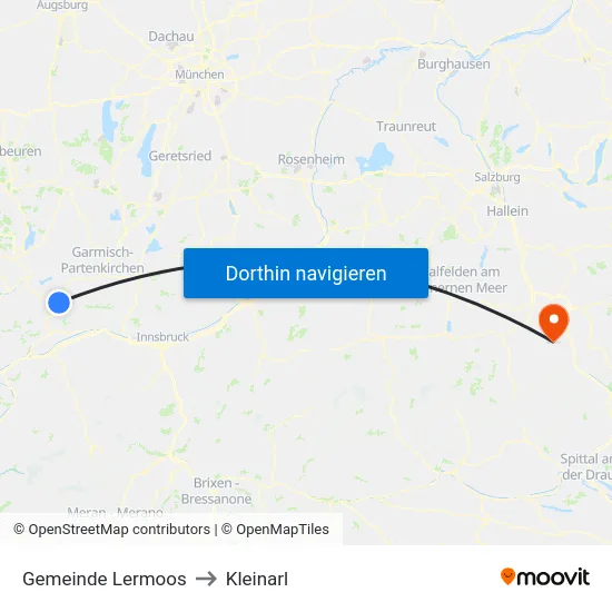 Gemeinde Lermoos to Kleinarl map