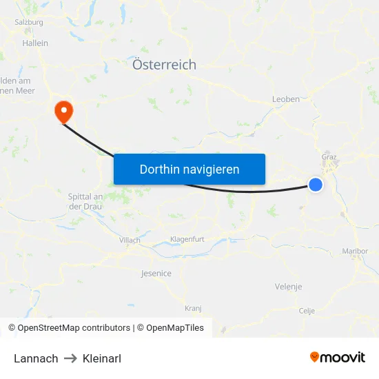 Lannach to Kleinarl map