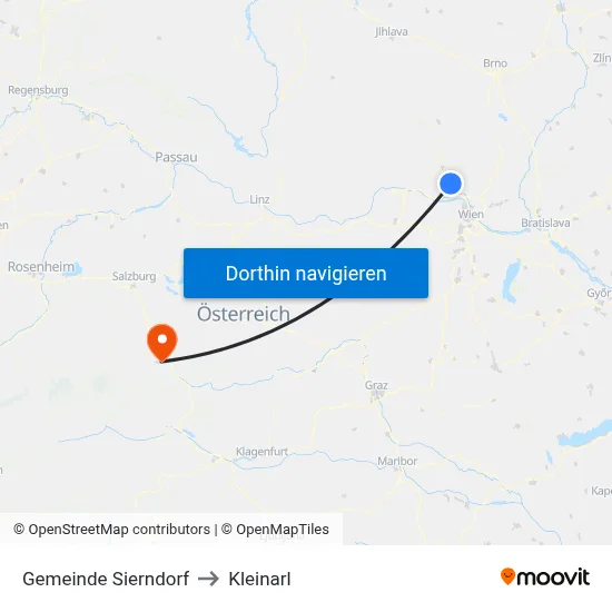 Gemeinde Sierndorf to Kleinarl map