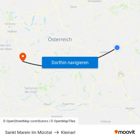 Sankt Marein Im Mürztal to Kleinarl map