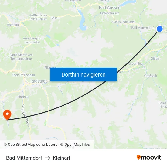 Bad Mitterndorf to Kleinarl map