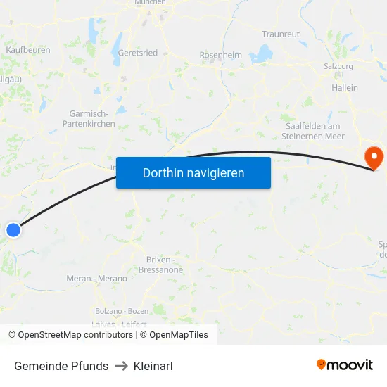 Gemeinde Pfunds to Kleinarl map