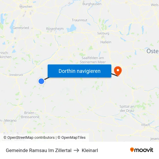 Gemeinde Ramsau Im Zillertal to Kleinarl map