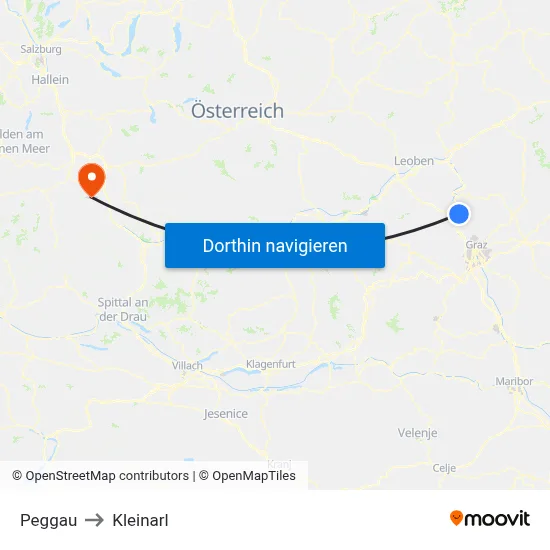 Peggau to Kleinarl map