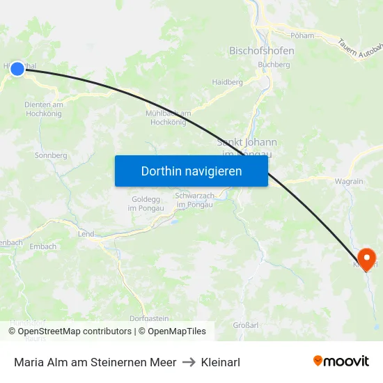Maria Alm am Steinernen Meer to Kleinarl map