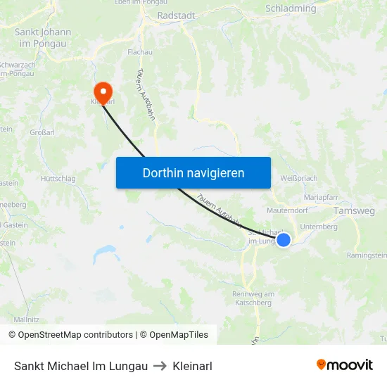 Sankt Michael Im Lungau to Kleinarl map
