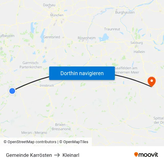 Gemeinde Karrösten to Kleinarl map