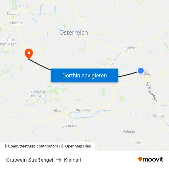 Gratwein-Straßengel to Kleinarl map