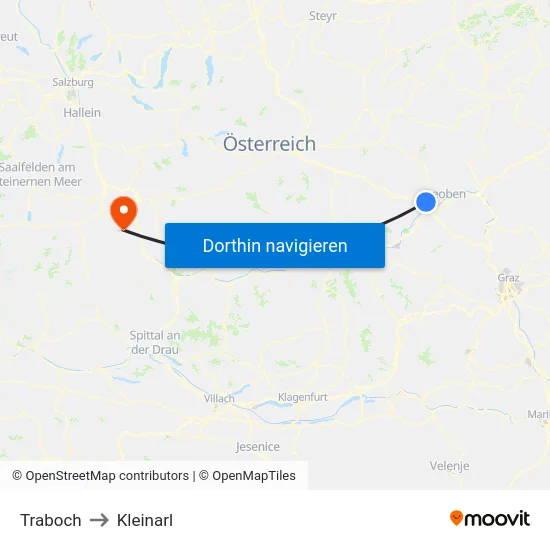 Traboch to Kleinarl map