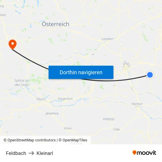 Feldbach to Kleinarl map