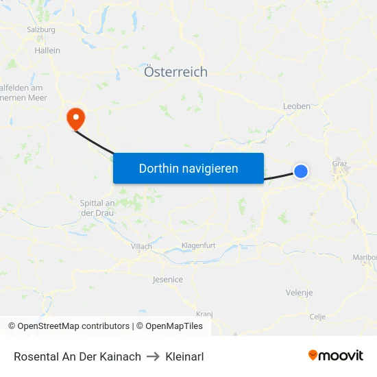 Rosental An Der Kainach to Kleinarl map